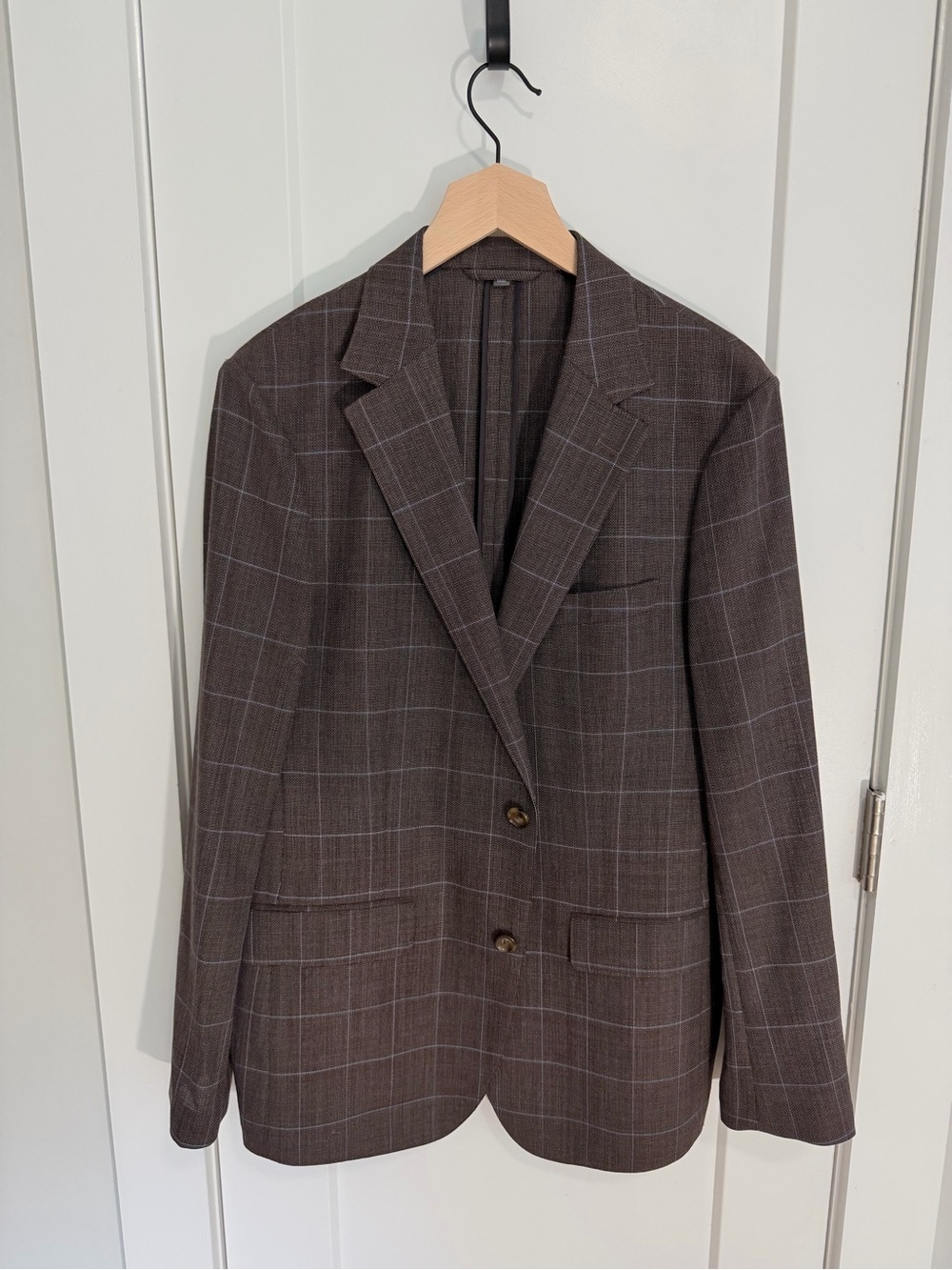 Bonobos Jetsetter Italian Wool Brown/Lt. Blue Windowpane Unconstructed Blazer